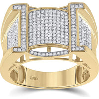 GND 10K Yellow Gold Geometric Pave-Set Round Diamond Band Ring - 5/8 Carat Total Diamond Weight