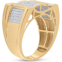 GND 10K Yellow Gold Geometric Pave-Set Round Diamond Band Ring - 5/8 Carat Total Diamond Weight