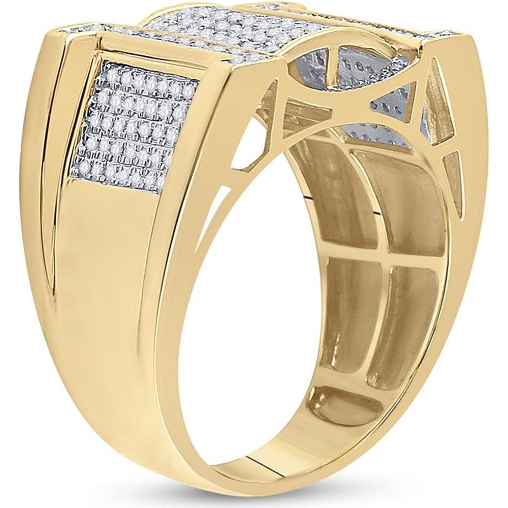 GND 10K Yellow Gold Geometric Pave-Set Round Diamond Band Ring - 5/8 Carat Total Diamond Weight