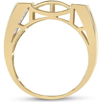 GND 10K Yellow Gold Geometric Pave-Set Round Diamond Band Ring - 5/8 Carat Total Diamond Weight