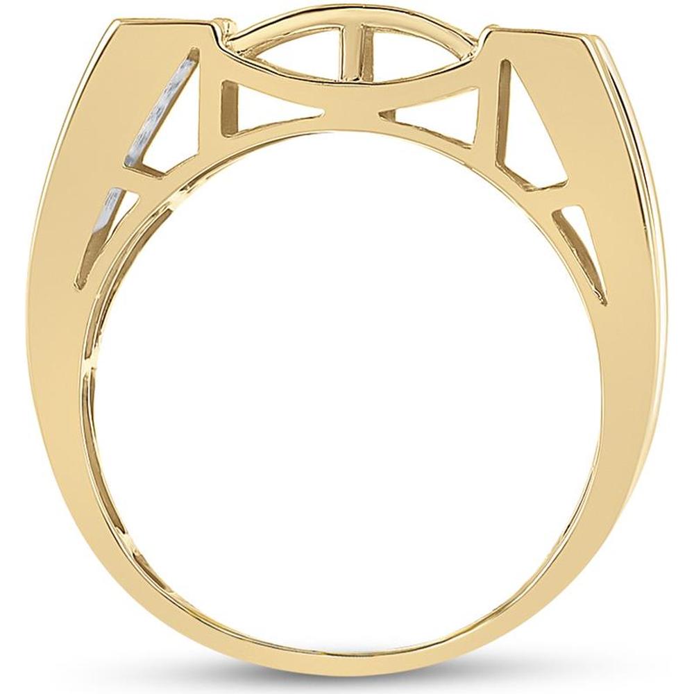 GND 10K Yellow Gold Geometric Pave-Set Round Diamond Band Ring - 5/8 Carat Total Diamond Weight