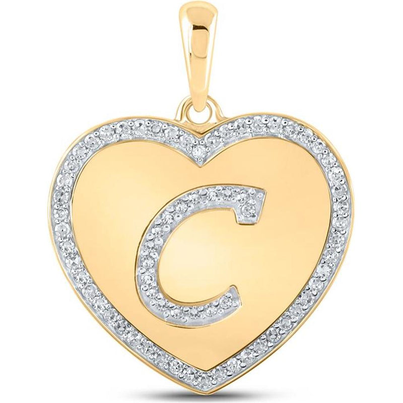 GND 10K Yellow Gold Heart Pendant with Pave-Set Round Diamonds – 0.25 Carat Total Diamond Weight