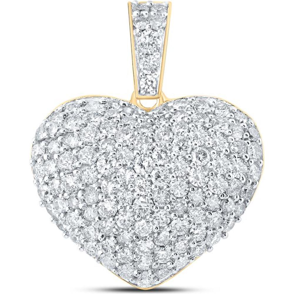GND 10K Yellow Gold Heart Pendant with Prong-Set Round Diamonds - 1.00 Carat Total Diamond Weight