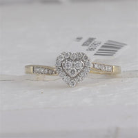 GND 10K Yellow Gold Heart Ring with Pave-Set Round Diamonds - 1/4 Carat Total Diamond Weight