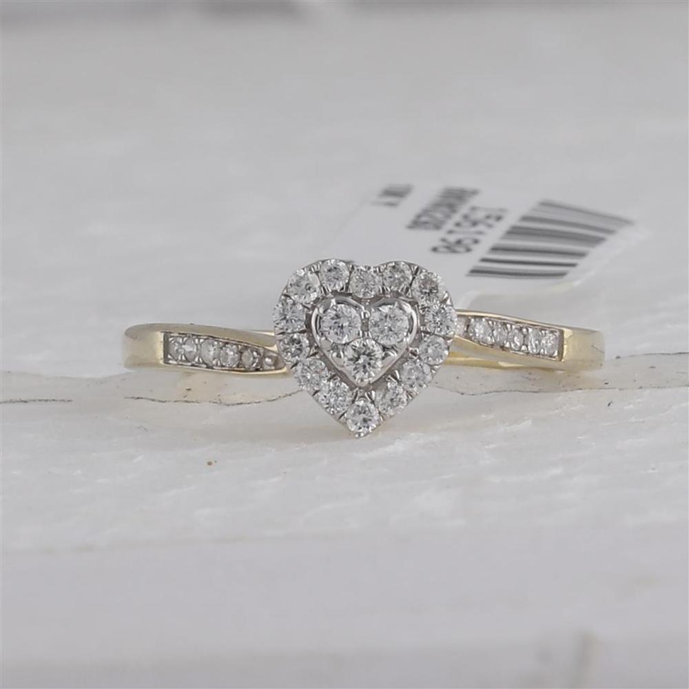 GND 10K Yellow Gold Heart Ring with Pave-Set Round Diamonds - 1/4 Carat Total Diamond Weight