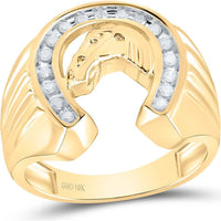 GND 10K Yellow Gold Horseshoe Ring with Channel-Set Round Diamonds - 0.26 Carat Total Diamond Weight
