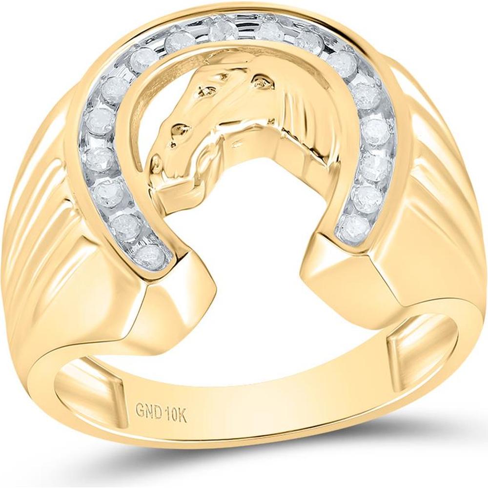 GND 10K Yellow Gold Horseshoe Ring with Channel-Set Round Diamonds - 0.26 Carat Total Diamond Weight