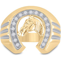 GND 10K Yellow Gold Horseshoe Ring with Channel-Set Round Diamonds - 0.26 Carat Total Diamond Weight