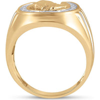 GND 10K Yellow Gold Horseshoe Ring with Channel-Set Round Diamonds - 0.26 Carat Total Diamond Weight