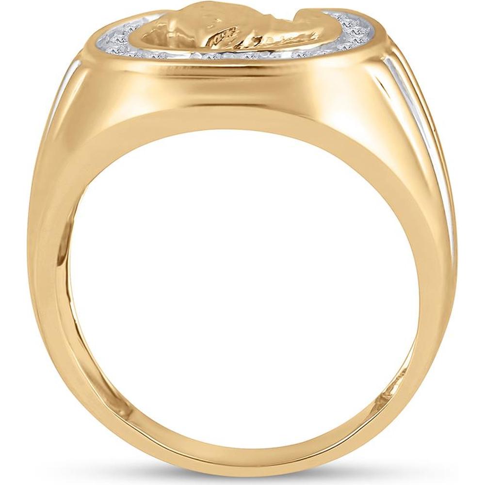 GND 10K Yellow Gold Horseshoe Ring with Channel-Set Round Diamonds - 0.26 Carat Total Diamond Weight