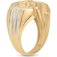 GND 10K Yellow Gold Horseshoe Ring with Channel-Set Round Diamonds - 0.26 Carat Total Diamond Weight