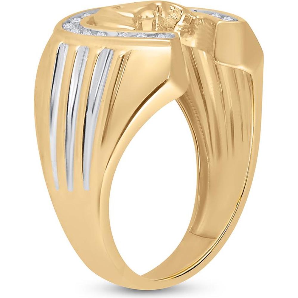 GND 10K Yellow Gold Horseshoe Ring with Channel-Set Round Diamonds - 0.26 Carat Total Diamond Weight