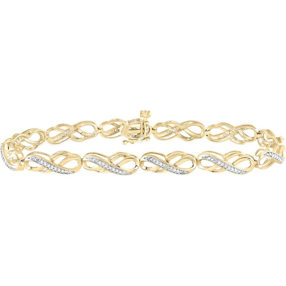 GND 10K Yellow Gold Infinity Bracelet with Prong-Set Round Diamonds - 1/4 Total Carat Weight