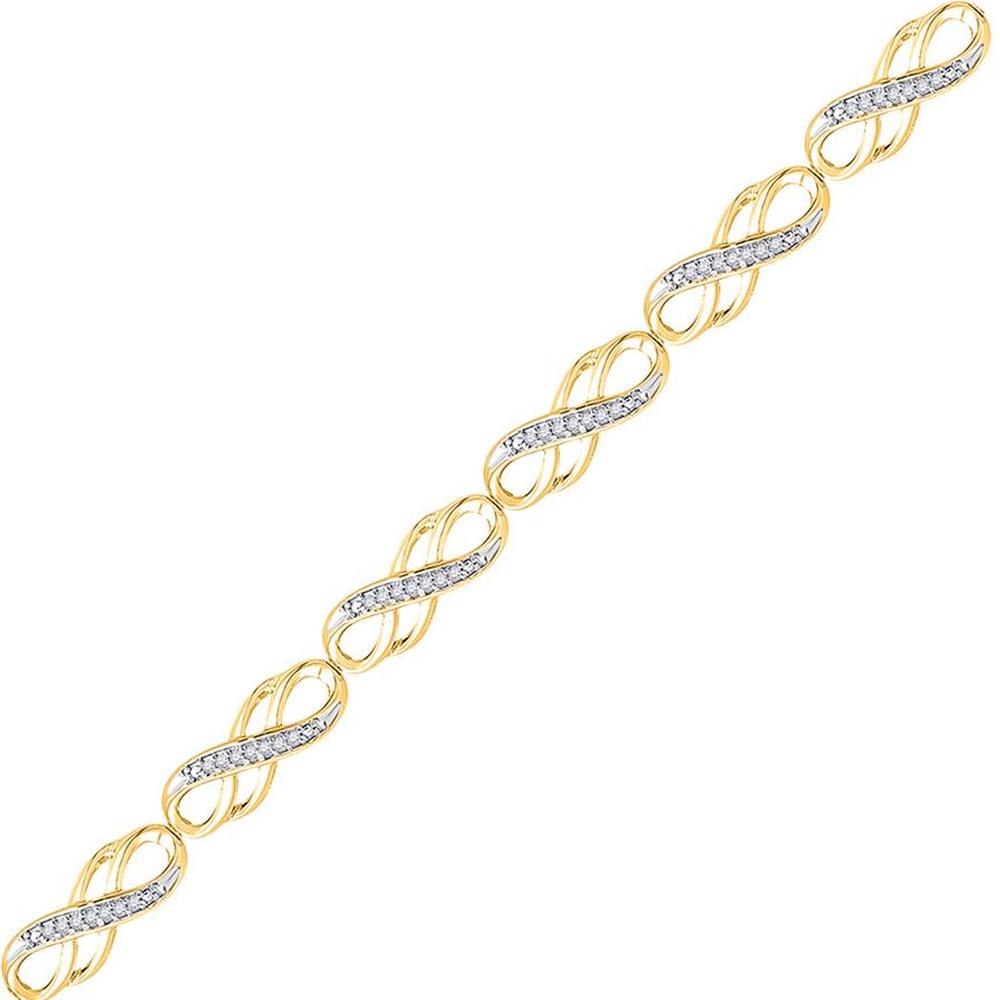 GND 10K Yellow Gold Infinity Bracelet with Prong-Set Round Diamonds - 1/4 Total Carat Weight
