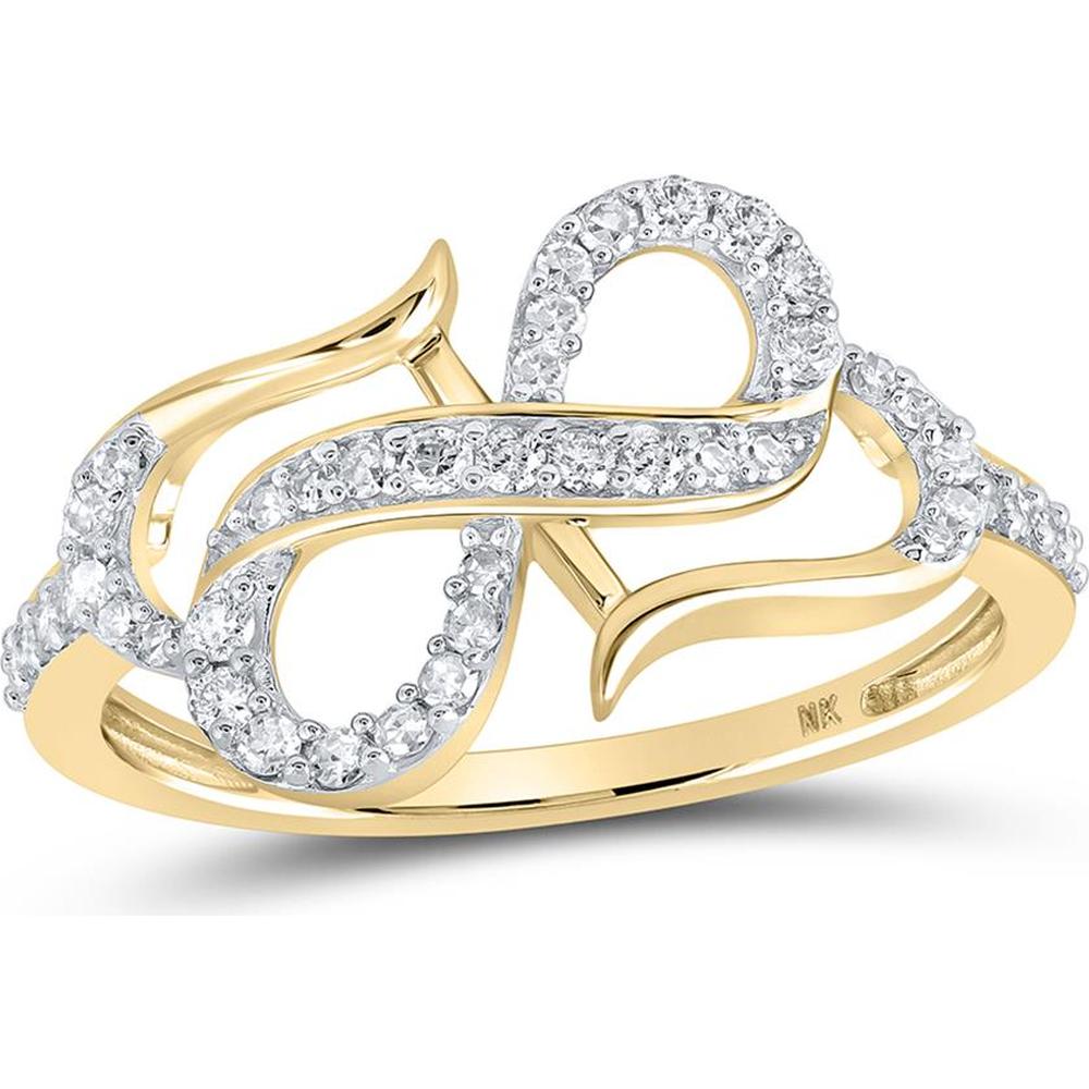 GND 10K Yellow Gold Infinity Heart Ring with Prong-Set Round Diamonds - 0.30 Carat Total Diamond Weight