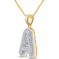 GND 10K Yellow Gold Initial "A" Pendant with Pave-Set Round Diamonds - 1/2 Carat Total Diamond Weight
