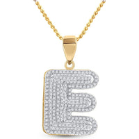 GND 10K Yellow Gold Initial "E" Pendant with Pave Set Round Diamonds - 5/8 Total Carat Weight