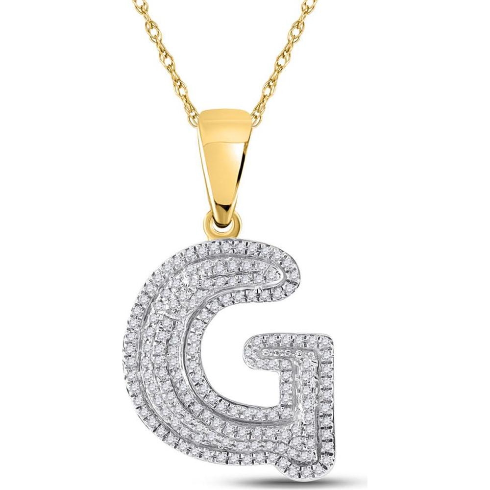 GND 10K Yellow Gold Initial "G" Pendant with Pave-Set Round Diamonds - 0.50 Carat Total Diamond Weight