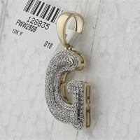 GND 10K Yellow Gold Initial "G" Pendant with Pave-Set Round Diamonds - 0.50 Carat Total Diamond Weight