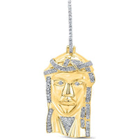 GND 10K Yellow Gold Jesus Face Charm Pendant with Prong-Set Round Diamonds - 1/4 Total Carat Weight