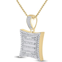 GND 10K Yellow Gold Kite Pendant with Channel-Set Baguette and Pave-Set Round Diamonds - 1.25 Carat Total Diamond Weight