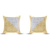GND 10K Yellow Gold Kite Square Earrings with Pave-Set Yellow and White Diamonds - 0.405 Carat Total Diamond Weight