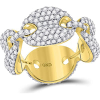 GND 10K Yellow Gold Link Band Ring with Prong Set Round Diamonds - 2.13 Carat Total Diamond Weight