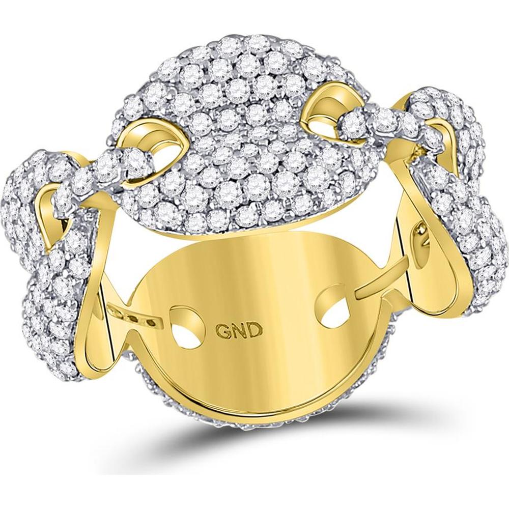 GND 10K Yellow Gold Link Band Ring with Prong Set Round Diamonds - 2.13 Carat Total Diamond Weight
