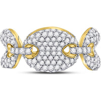 GND 10K Yellow Gold Link Band Ring with Prong Set Round Diamonds - 2.13 Carat Total Diamond Weight
