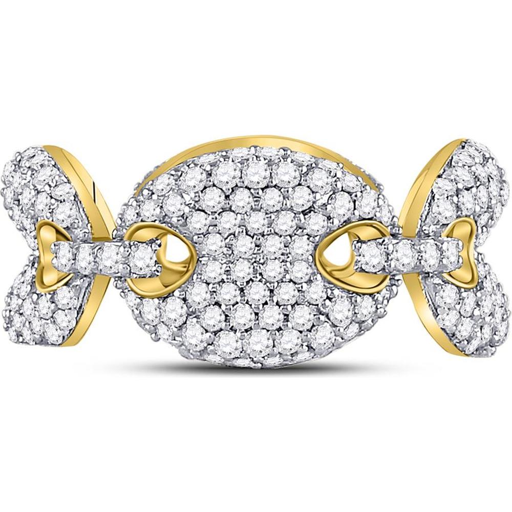 GND 10K Yellow Gold Link Band Ring with Prong Set Round Diamonds - 2.13 Carat Total Diamond Weight