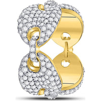 GND 10K Yellow Gold Link Band Ring with Prong Set Round Diamonds - 2.13 Carat Total Diamond Weight