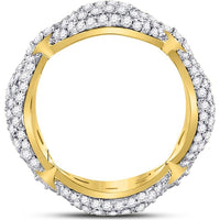 GND 10K Yellow Gold Link Band Ring with Prong Set Round Diamonds - 2.13 Carat Total Diamond Weight