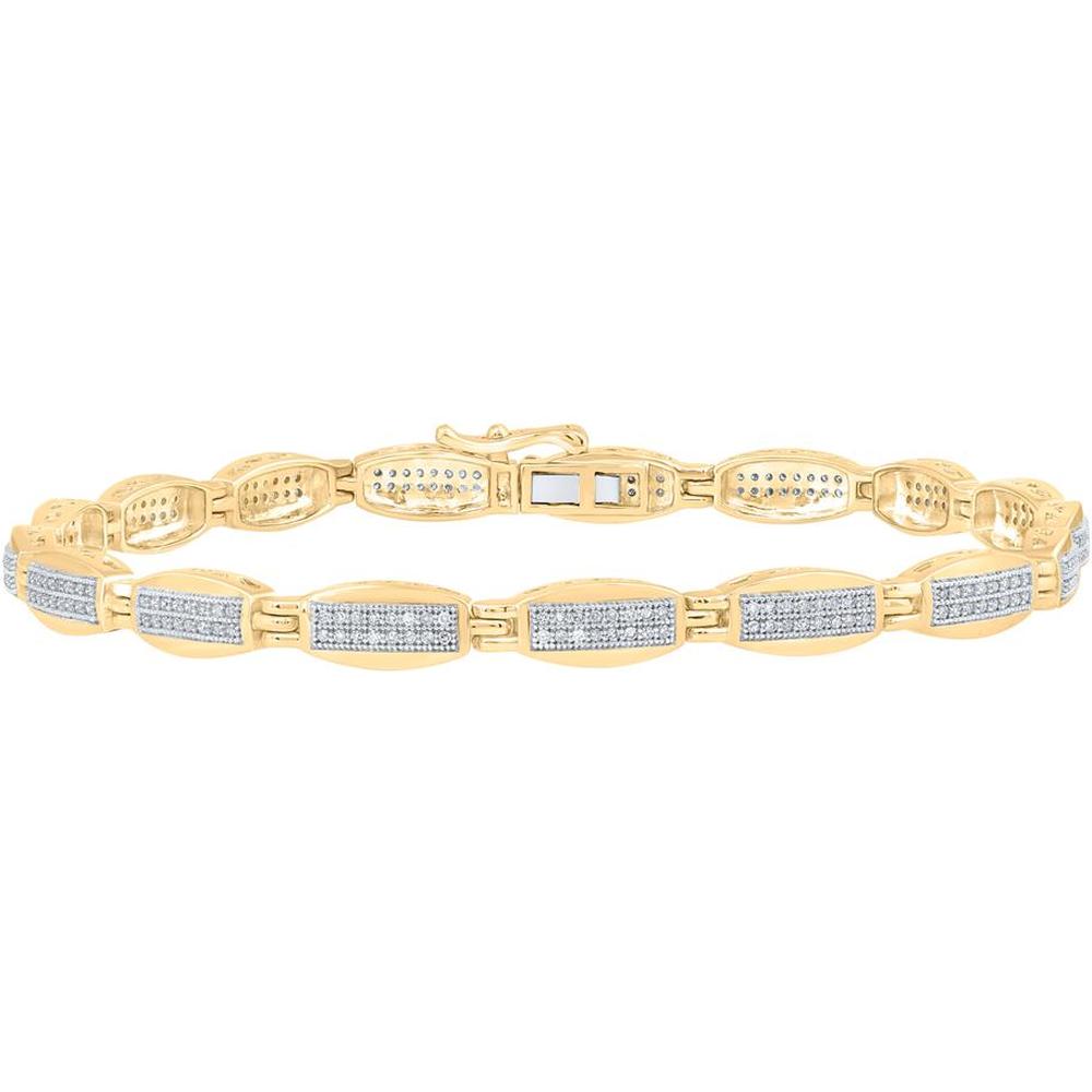 GND 10K Yellow Gold Link Bracelet with Pave-Set Round Diamonds - 0.75 Carat Total Diamond Weight