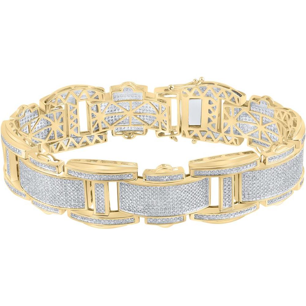 GND 10K Yellow Gold Link Bracelet with Pave-Set Round Diamonds - 4.5 Carat Total Diamond Weight