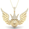 GND 10K Yellow Gold Lion Wing Crown Pendant with Prong-Set Round Diamonds - 0.55 Carat Total Diamond Weight