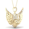 GND 10K Yellow Gold Lion Wing Crown Pendant with Prong-Set Round Diamonds - 0.55 Carat Total Diamond Weight