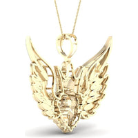 GND 10K Yellow Gold Lion Wing Crown Pendant with Prong-Set Round Diamonds - 0.55 Carat Total Diamond Weight