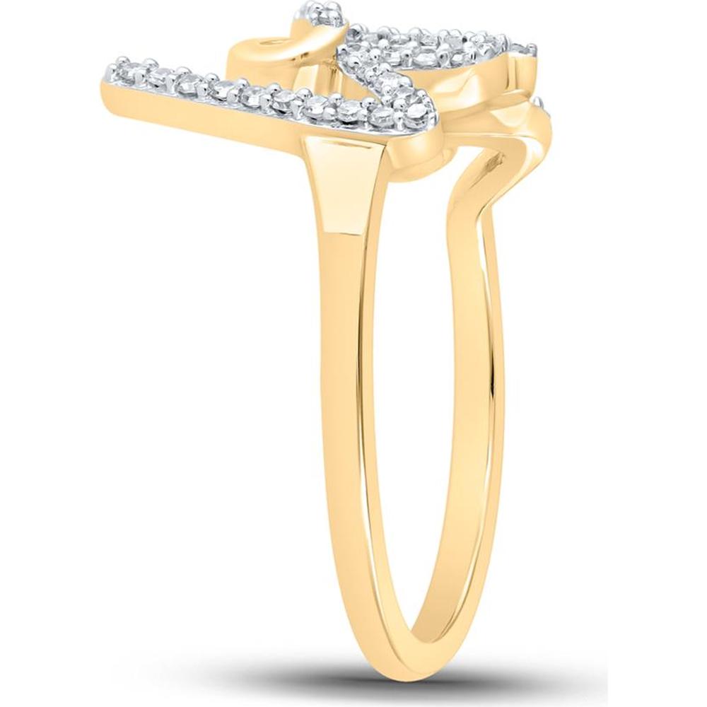 GND 10K Yellow Gold Love Motif Ring with Prong-Set Round Diamonds - 1/5 Total Carat Weight