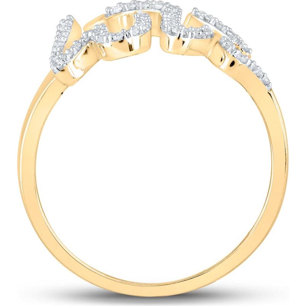 GND 10K Yellow Gold Love Motif Ring with Prong-Set Round Diamonds - 1/5 Total Carat Weight