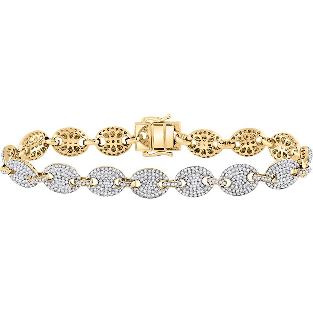 GND 10K Yellow Gold Mariner Link Bracelet with Prong-Set Round Diamonds - 5.00 Carat Total Gemstone Weight