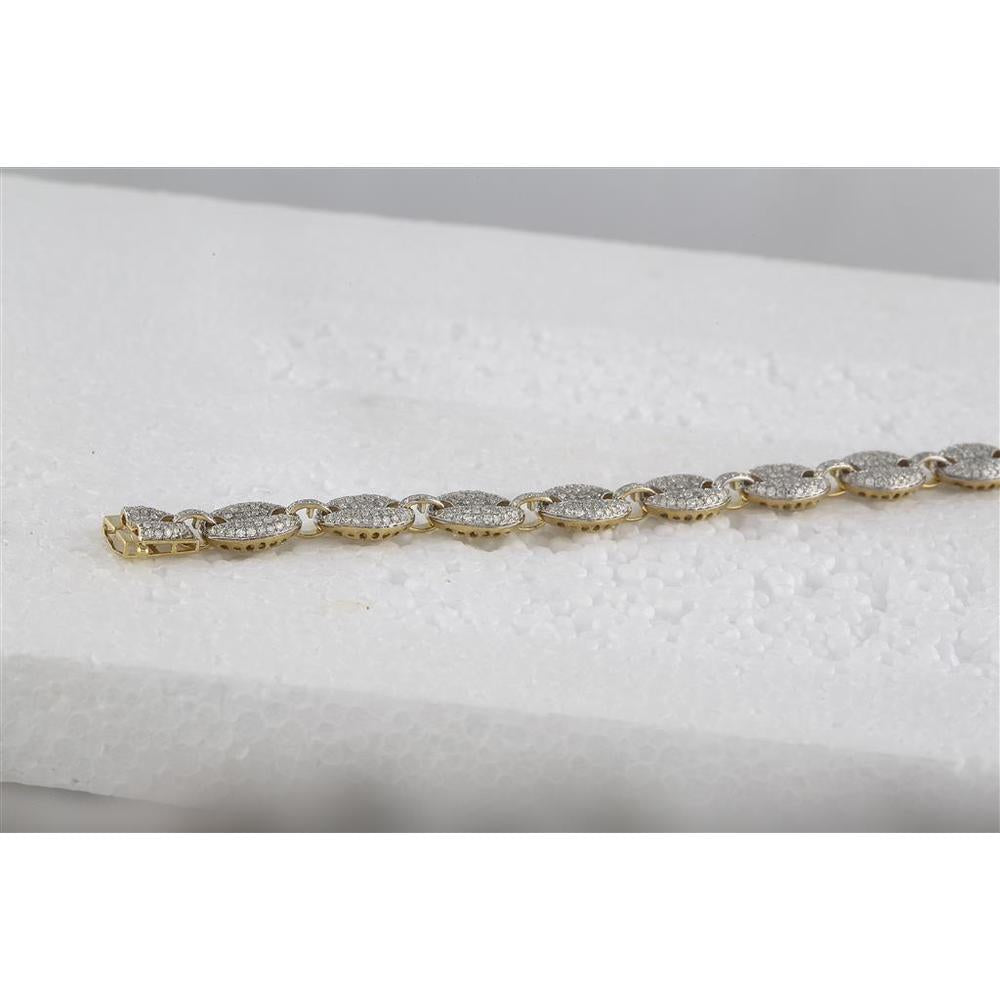 GND 10K Yellow Gold Mariner Link Bracelet with Prong-Set Round Diamonds - 5.00 Carat Total Gemstone Weight