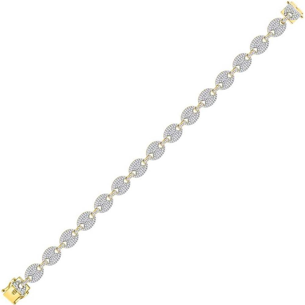 GND 10K Yellow Gold Mariner Link Bracelet with Prong-Set Round Diamonds - 5.00 Carat Total Gemstone Weight