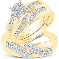 GND 10K Yellow Gold Matching Wedding Ring Set with 1/2 Total Carat Weight of Round Pave-Set Diamonds