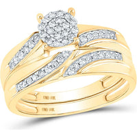 GND 10K Yellow Gold Matching Wedding Ring Set with 1/2 Total Carat Weight of Round Pave-Set Diamonds
