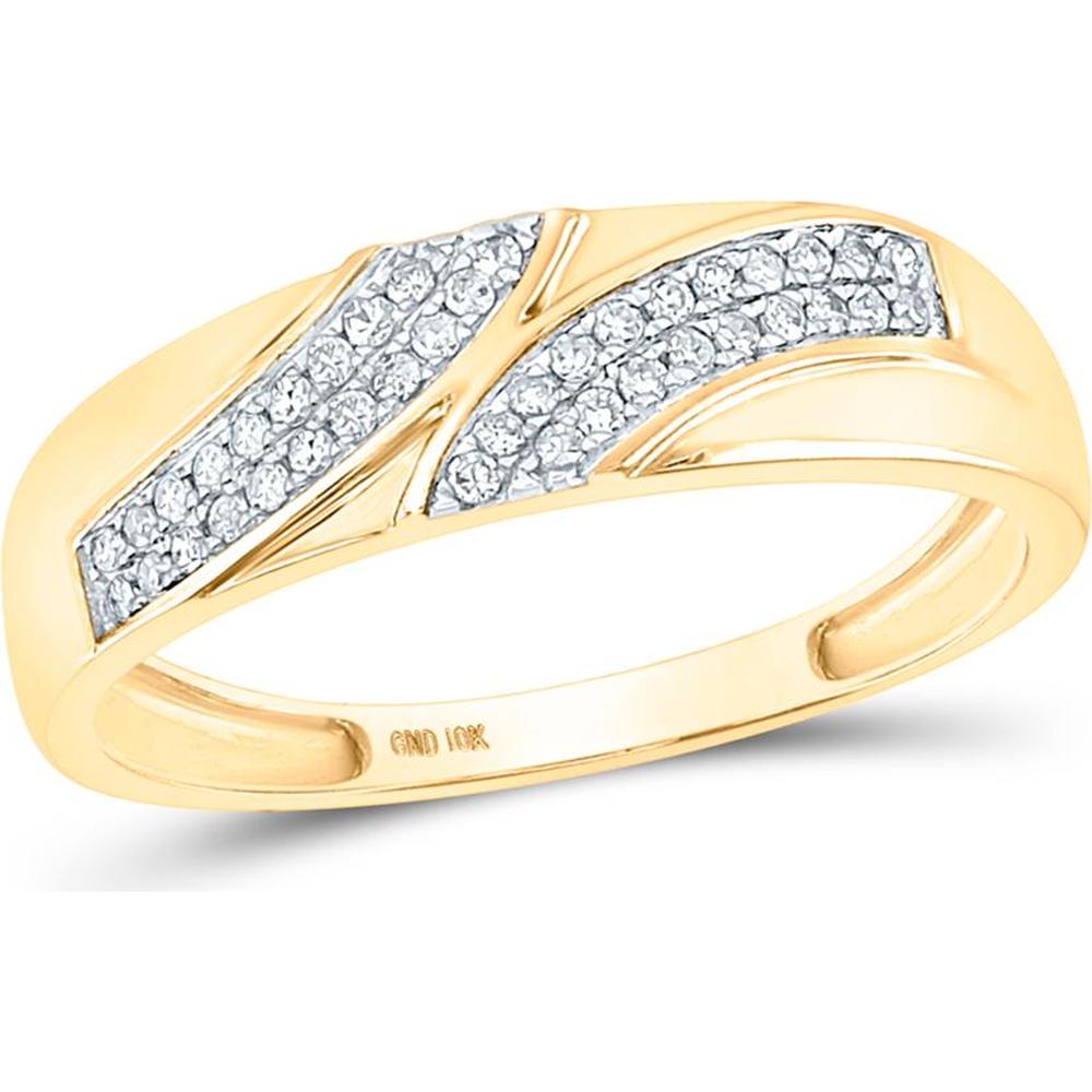 GND 10K Yellow Gold Matching Wedding Ring Set with 1/2 Total Carat Weight of Round Pave-Set Diamonds