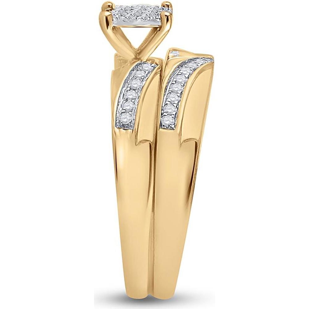 GND 10K Yellow Gold Matching Wedding Ring Set with 1/2 Total Carat Weight of Round Pave-Set Diamonds