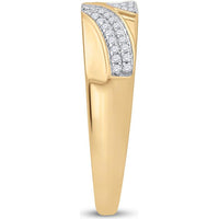 GND 10K Yellow Gold Matching Wedding Ring Set with 1/2 Total Carat Weight of Round Pave-Set Diamonds