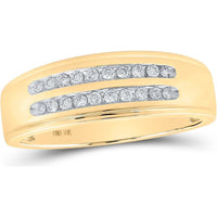 GND 10K Yellow Gold Matching Wedding Ring Set with Prong and Channel Set Round Diamonds - 3/4 Total Carat Weight