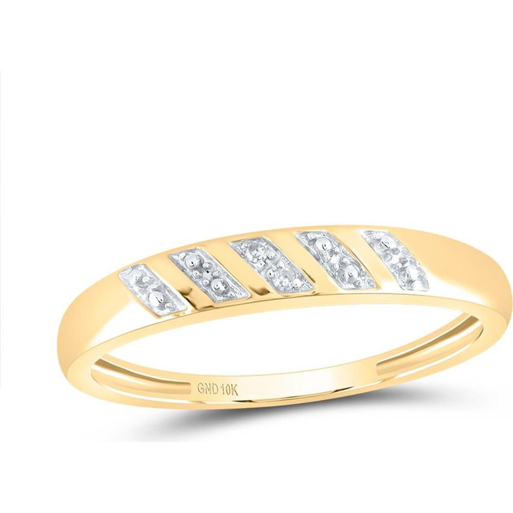 GND 10K Yellow Gold Matching Wedding Ring Set with Prong-Set Round Diamonds - 0.08 Carat Total Diamond Weight