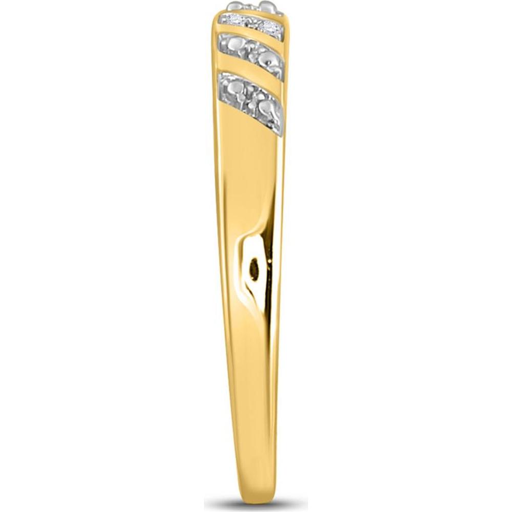 GND 10K Yellow Gold Matching Wedding Ring Set with Prong-Set Round Diamonds - 0.08 Carat Total Diamond Weight